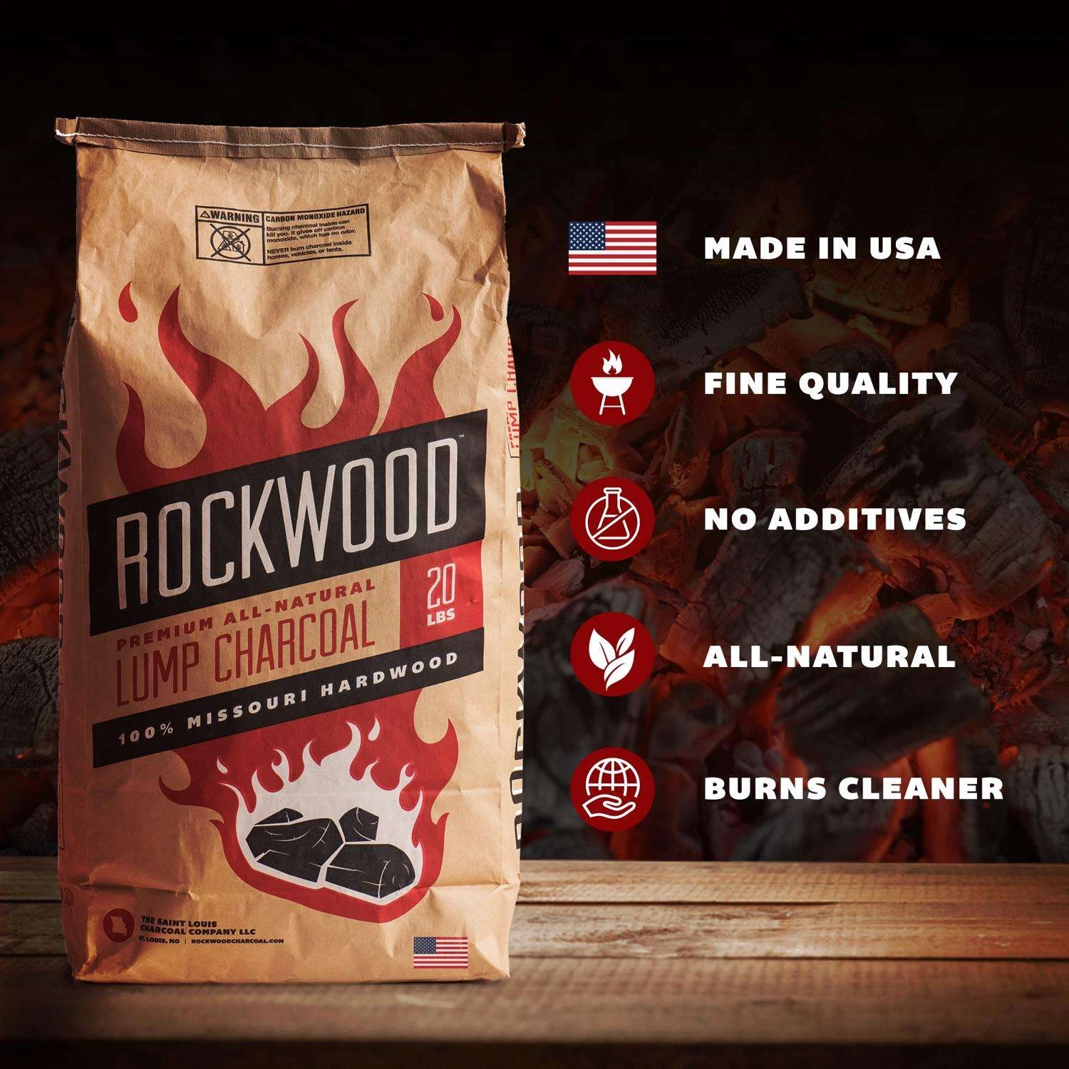 Rockwood All Natural Hardwood Lump Charcoal 20 Lb 5 Rockwood All Natural Hardwood Lump Charcoal 20 Lb - Image 3
