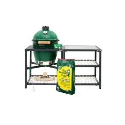 Big Green Egg 18.25 In. Large EGG Package With Modular Nest And Side Table With SS Inserts Charcoal