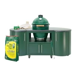 Big Green Egg 18.25 In. Large EGG Package With 76 In Island Charcoal Kamado Grill And Smoker Green