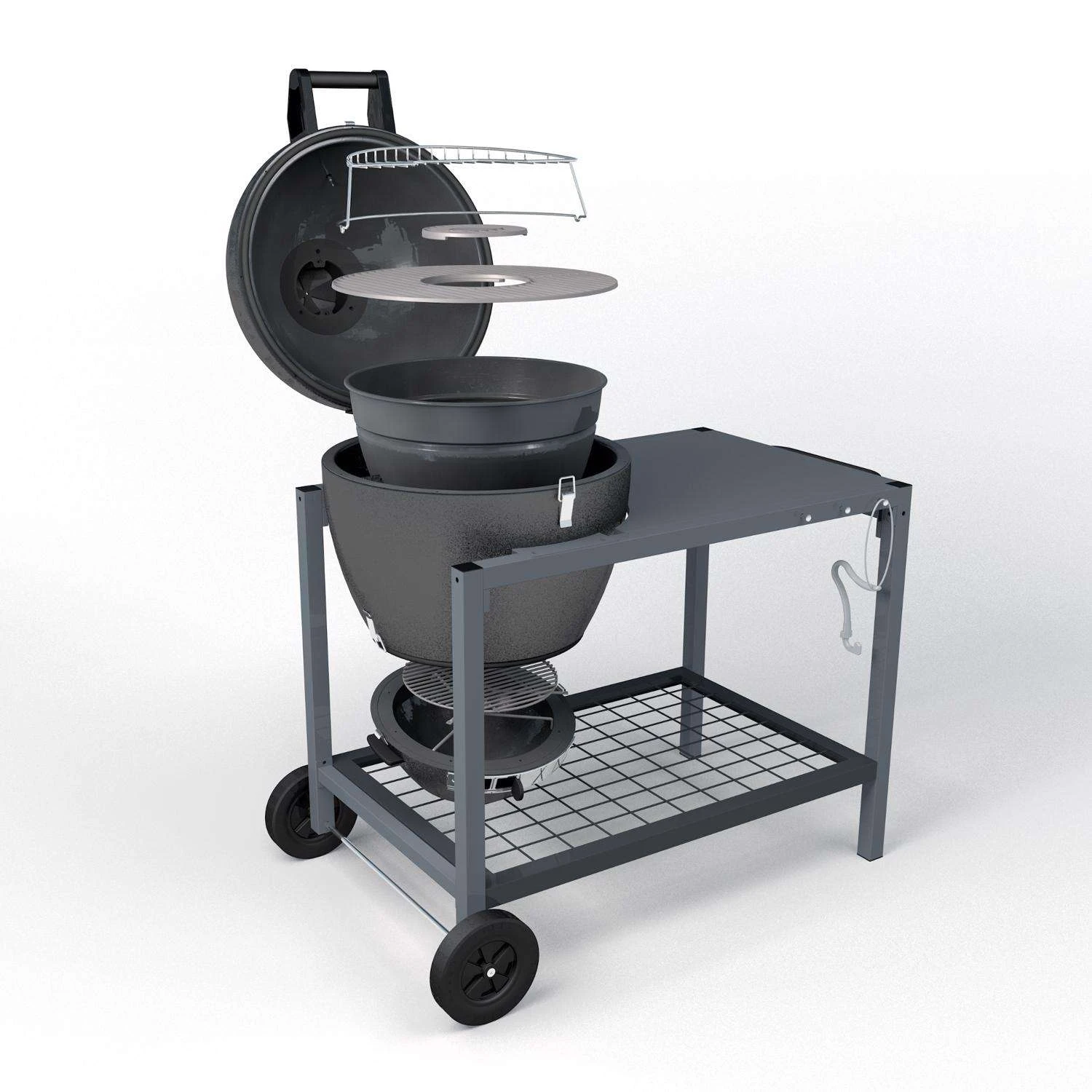 Brand-Man Grills 20 In. Rodeo Deluxe Charcoal/Wood Kamado Grill And Smoker Gray 11 Brand-Man Grills 20 In. Rodeo Deluxe Charcoal/Wood Kamado Grill And Smoker Gray - Image 9