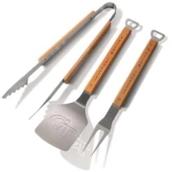 Sportula NCAA Stainless Steel Brown/Silver Grill Tool Set 3 Pc