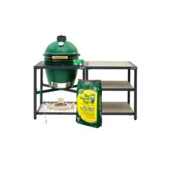 Big Green Egg 18.25 In. Large EGG Package With Modular Nest And Side Table With Distressed Acacia In