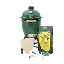 Big Green Egg 18.25 In. Large EGG Package With Nest/Handler Charcoal Kamado Grill And Smoker Green