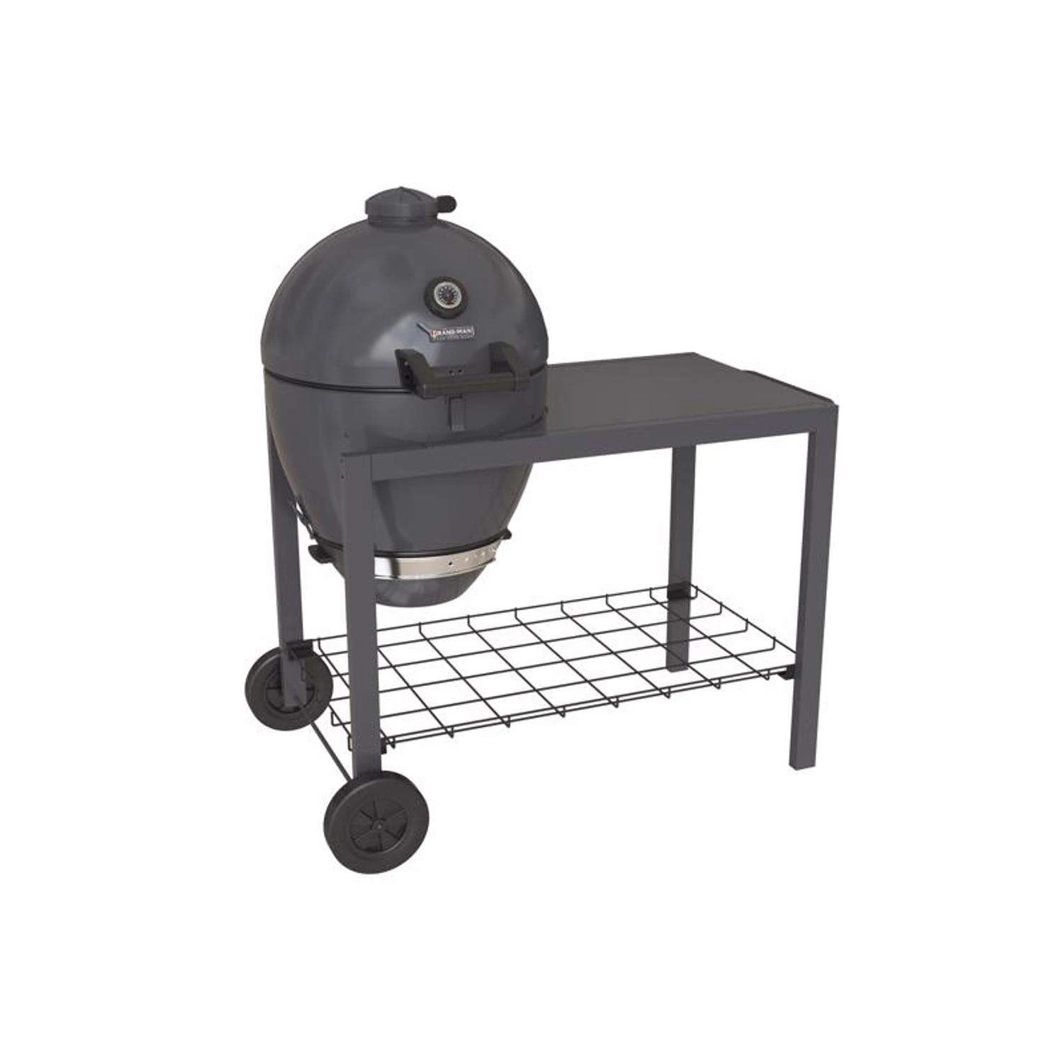 Brand-Man Grills 20 In. Rodeo Deluxe Charcoal/Wood Kamado Grill And Smoker Gray 4 Brand-Man Grills 20 In. Rodeo Deluxe Charcoal/Wood Kamado Grill And Smoker Gray - Image 2